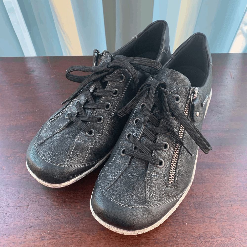 Remonte Womens Sneakers Zipper Lace Up Shoes Black Size 38